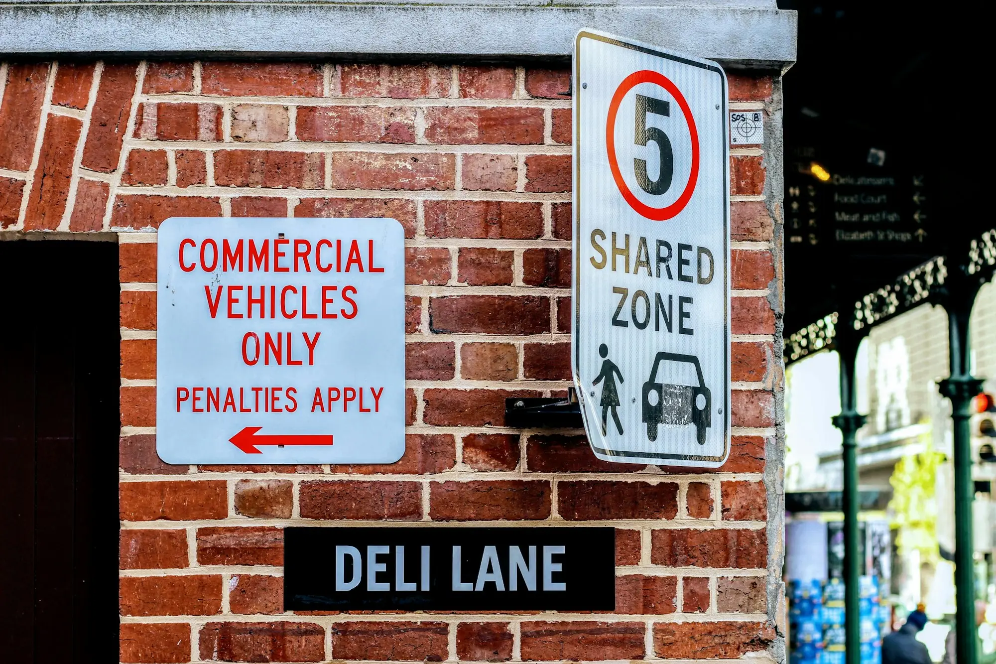 Laneway signage outside commercial premises in Melbourne