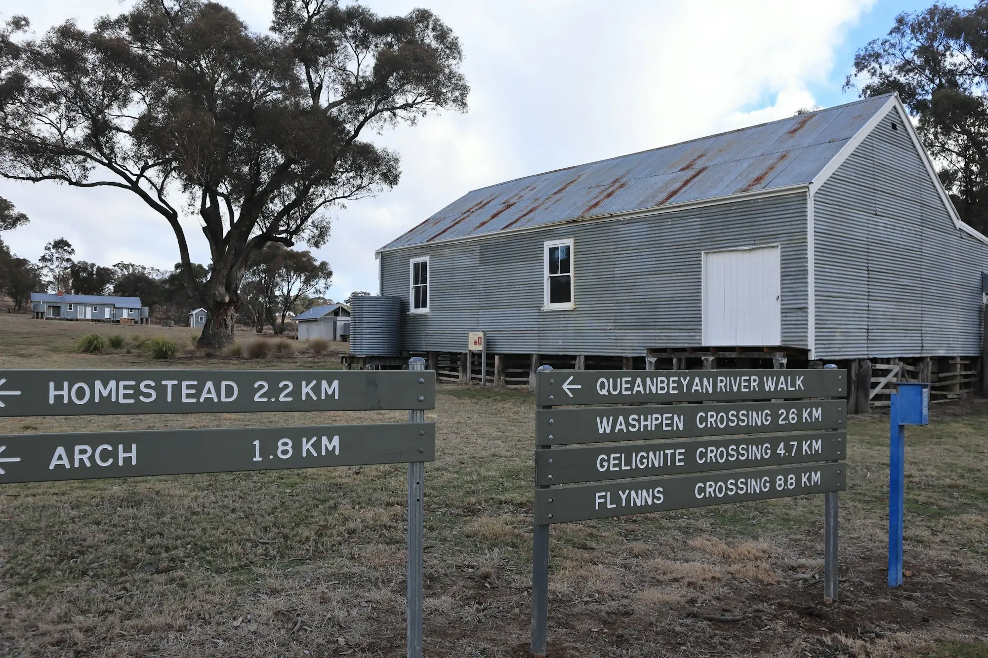 Heritage homestead with signposts near Burra, New South Wales